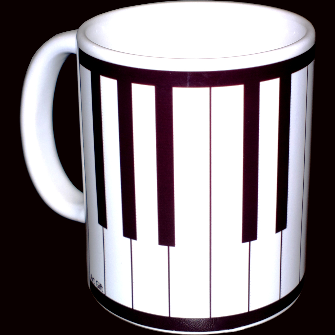 Taza decorada con teclado de piano